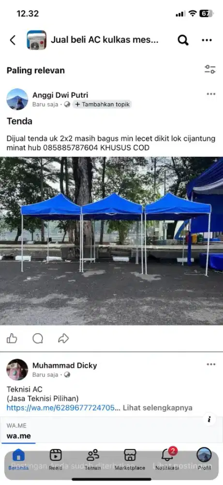 Tenda Jualan bekas uk 2x2