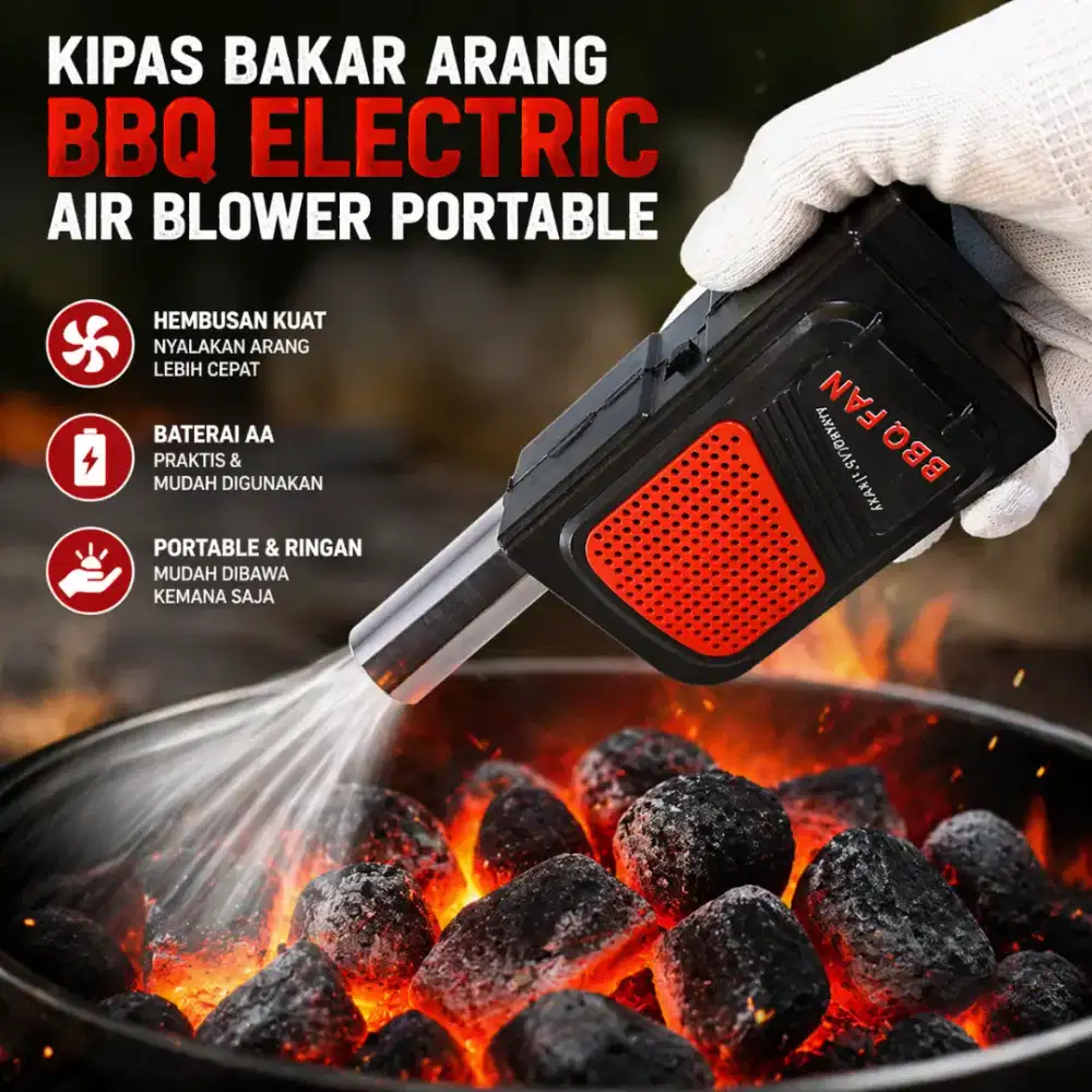 Kipas Bakar Arang BBQ Electric Air Blower Portable