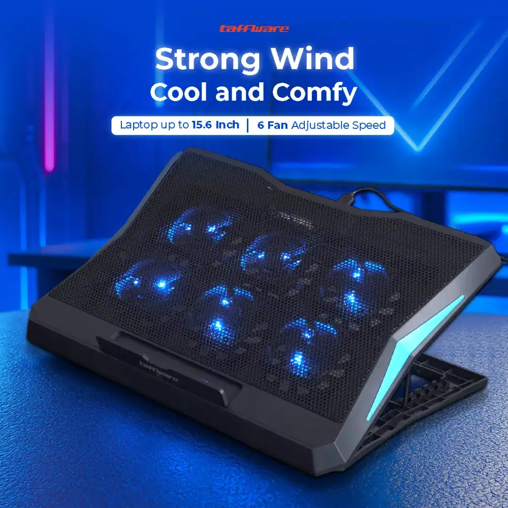 Taffware MC Cooling Pad Laptop Gaming Kipas Pendingin 6 Fan 15.6 Inch