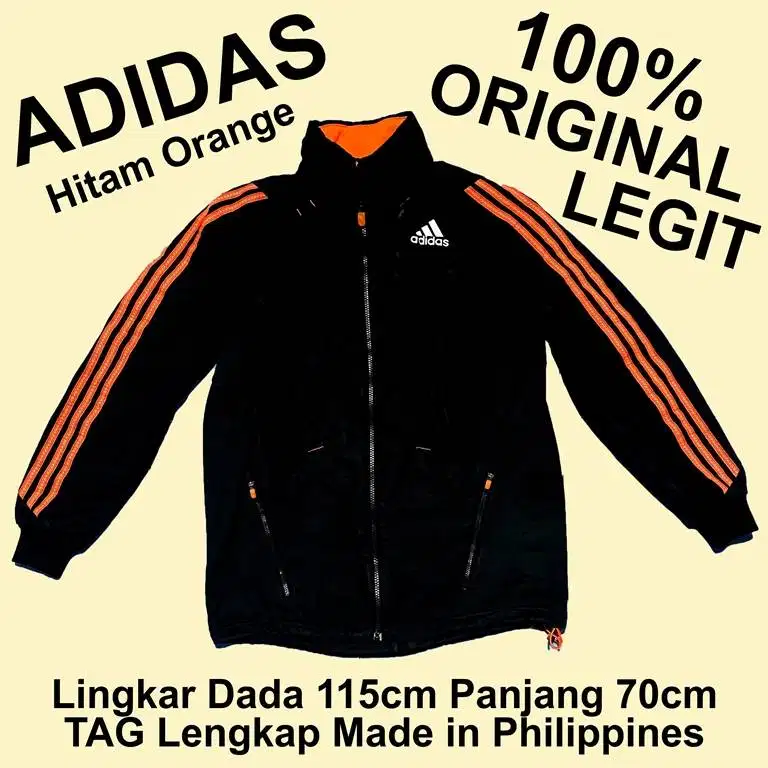 ADIDAS TRACKTOP HITAM ORANGE 100% ORIGINAL LEGIT TAG LENGKAP GONDRONG