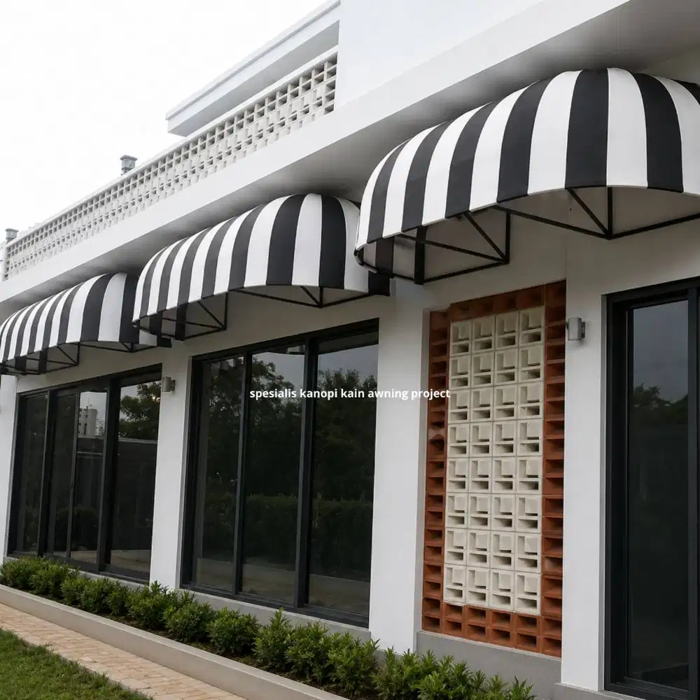 kanopi kain awning belang hitam putih murah tukang ahli