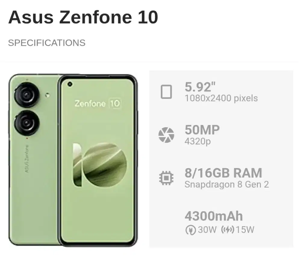 Asus Zenfone 10 8/128Gb Green Ex Garansi Resmi