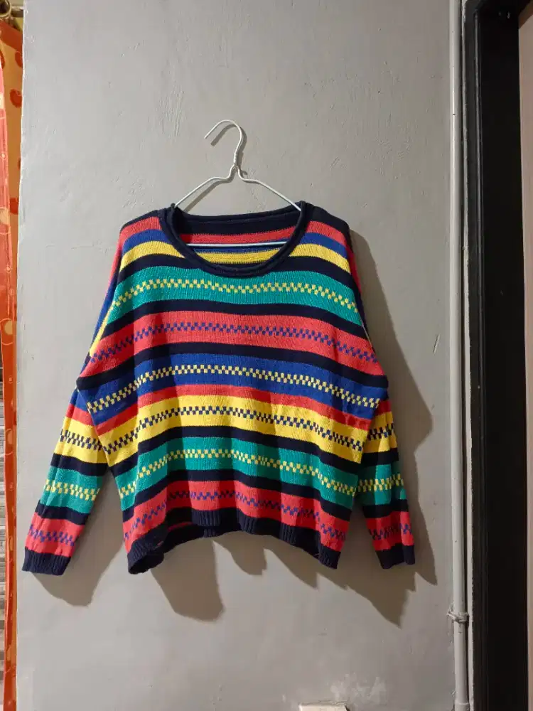 Atasan Sweater Rajut Oversize Motif