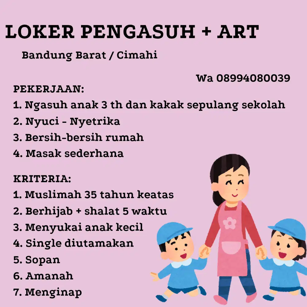 Pengasuh ART Bandung Barat/Cimahi