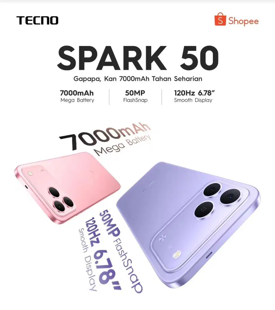BARU TECNO SPARK 50 NFC BATERAI 7000mah