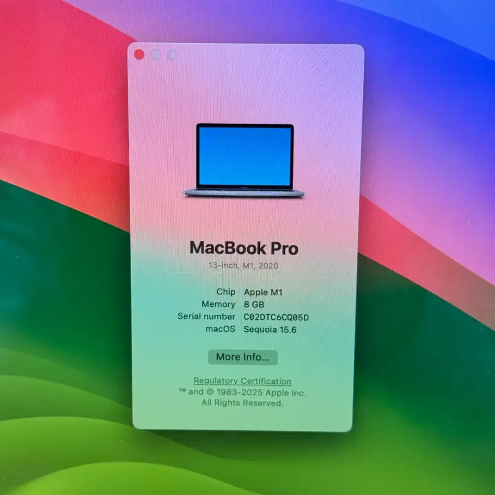 Macbook Pro M1 13 Inch Ram 8 Ssd 256 lengkap full set Space Grey