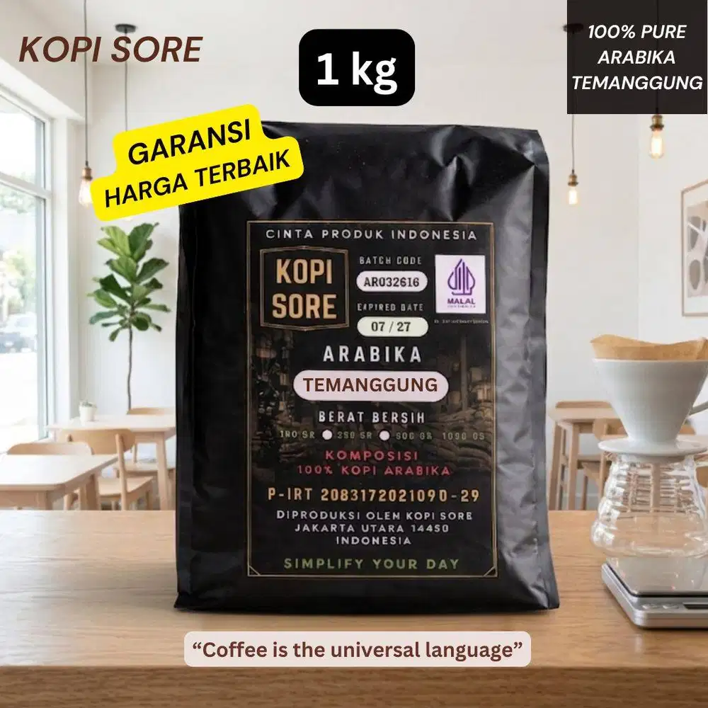 KOPI ARABIKA TEMANGGUNG (Grade Komersil) 1Kg – Rendah Asam, Kopi Susu