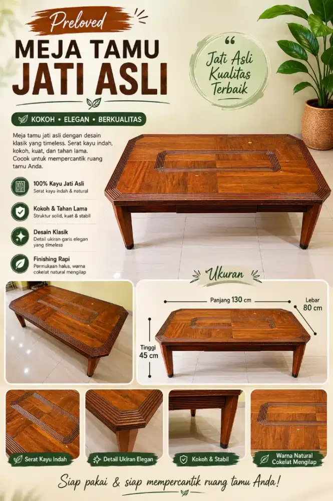 Meja jati asli siap angkut