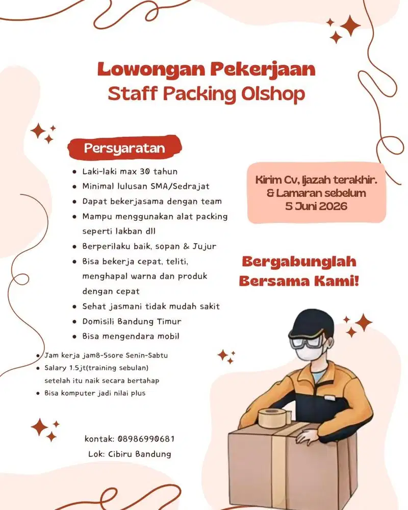 Dicari ADMIN PACKING SEGERA