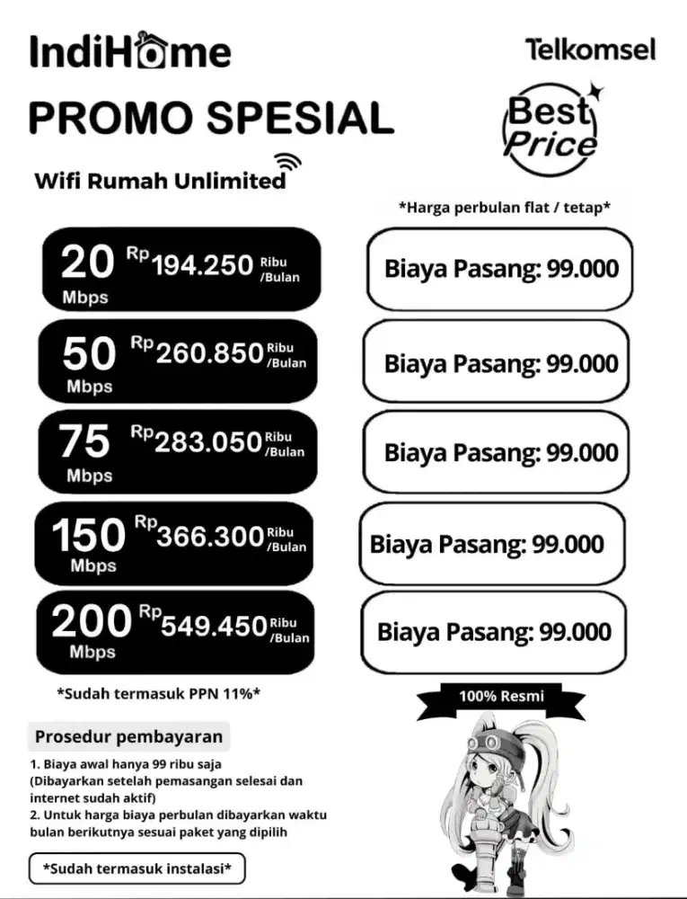 PROMO WIFI HARGA FLAT INDIHOME