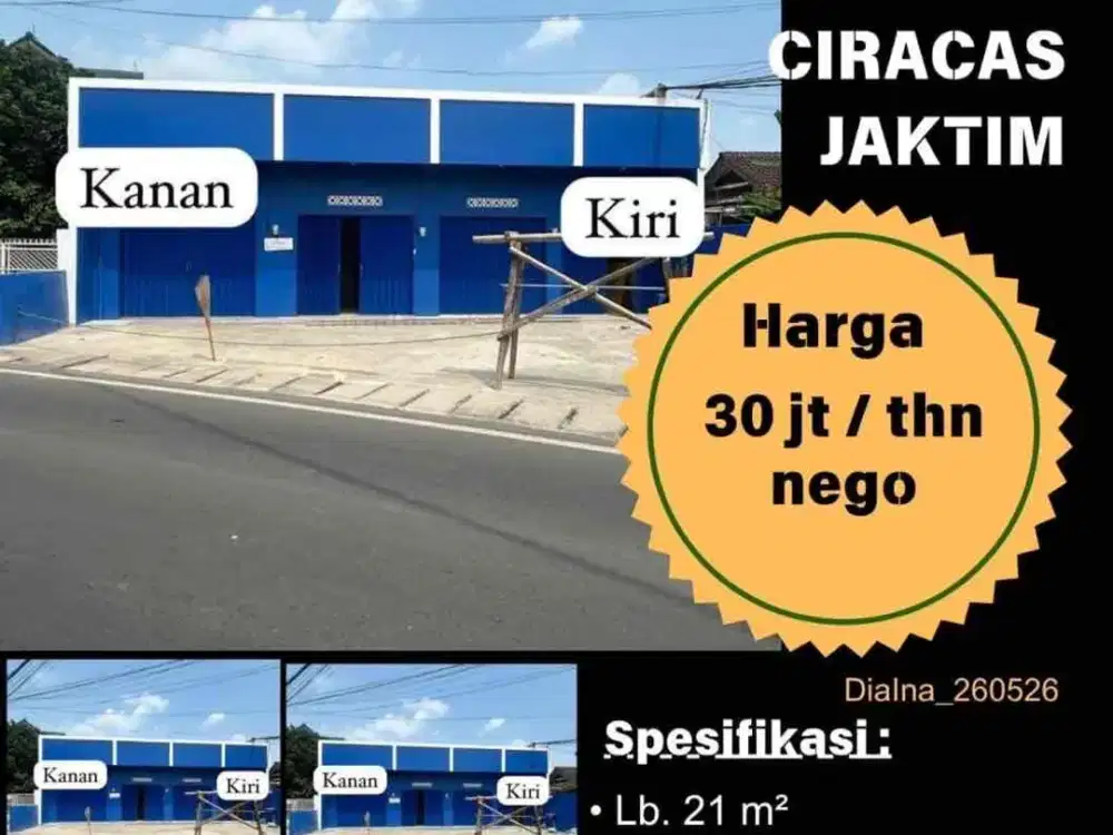 Ruko Baru Di Sewa kan Murah Pinggir Jalan Lokasi Ramai Ciracas Jakarta Timur