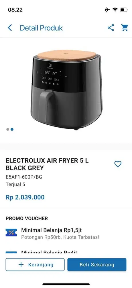 ELECTROLUX AIR FRYER 5L BLACK GREY