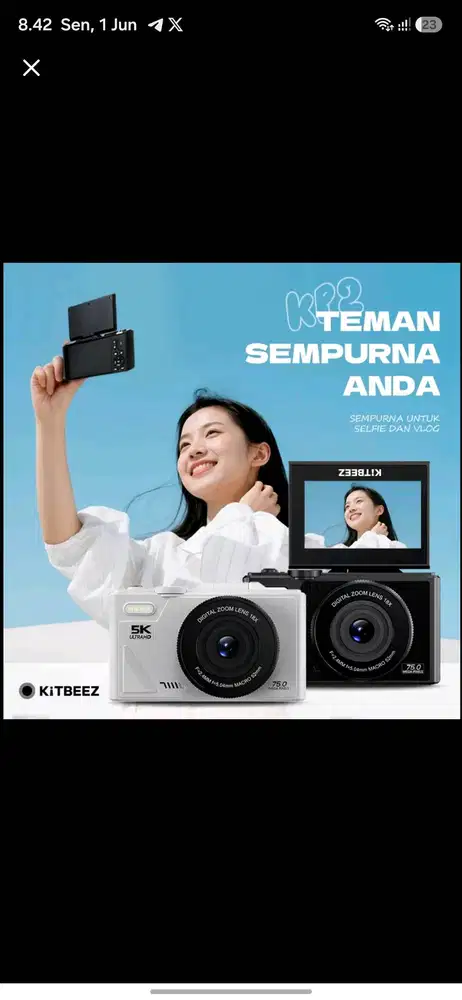 (Kitbeez KP-2) Kamera Digital WiFi  Mall  5K 75MP Layar Flip