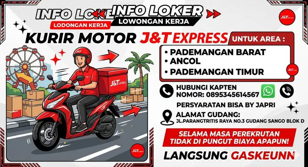 LOWONGAN KERJA KURIR MOTOR J&T PADEMANGAN