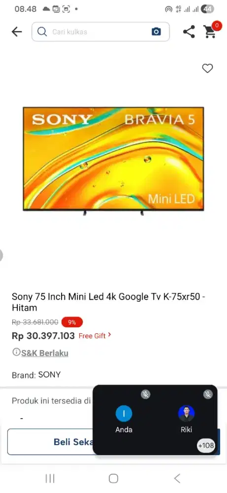 Sony 75 inch mini led k75xr50