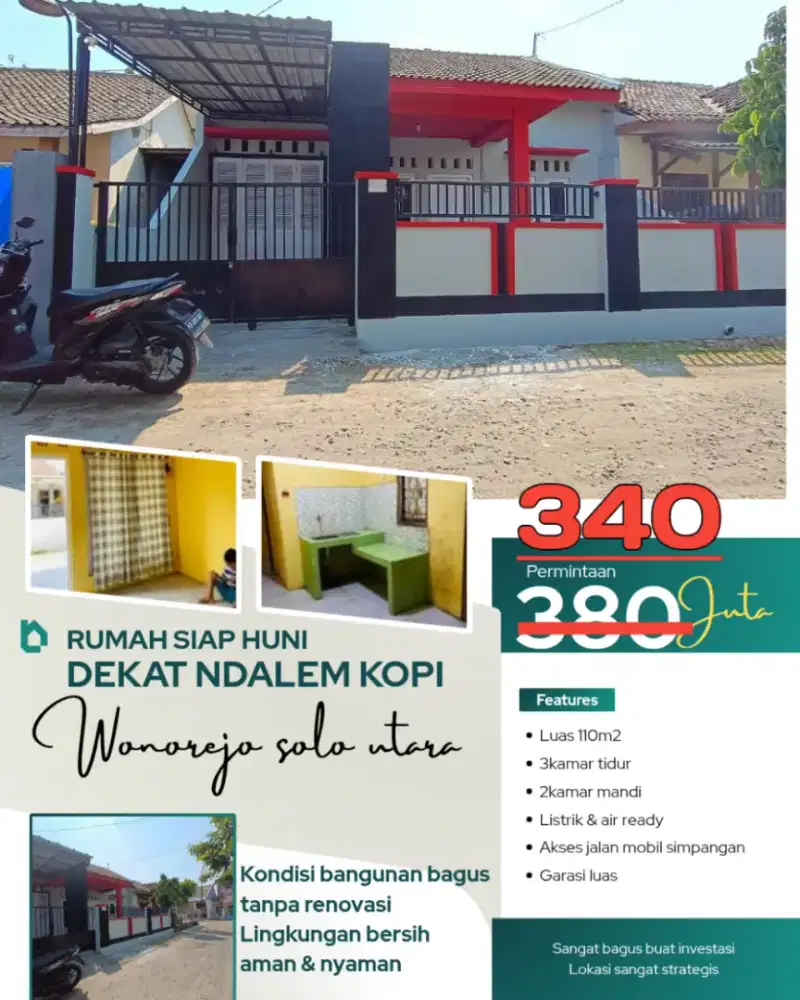 Rumah murah wonorejo  turun harga