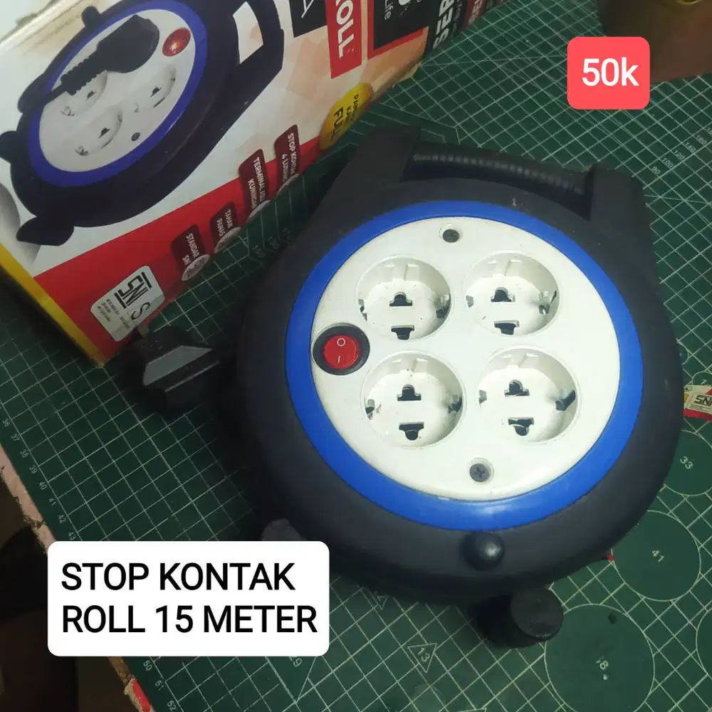 Stop kontak roll 15 meter colokan listrik bulat