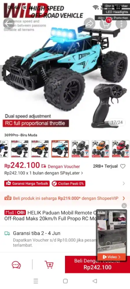 Dijual mobil remot pemakaian satu hari karena anak tidak suka warnanya