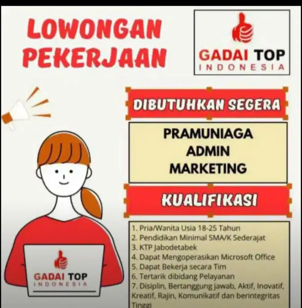 LOWONGAN KERJA GADAI TOP