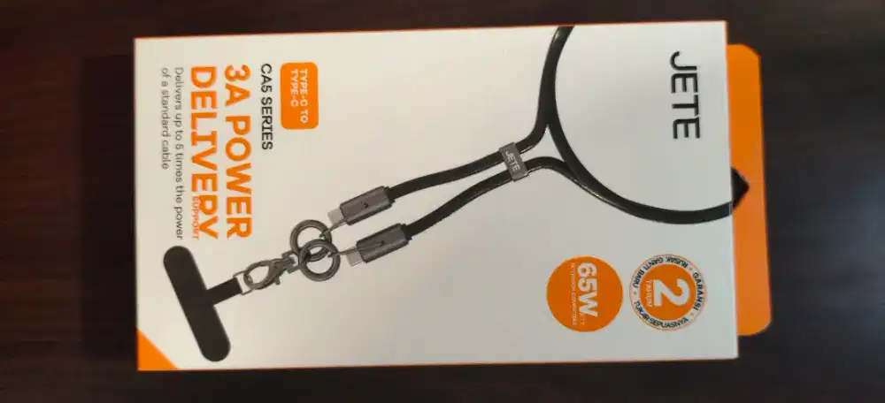 Kabel Data JETE CA5 Kabel Charger Lanyard USB Type C to C 65W