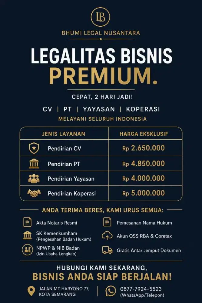 Pendirian CV PT Yayasan Koperasi MBG