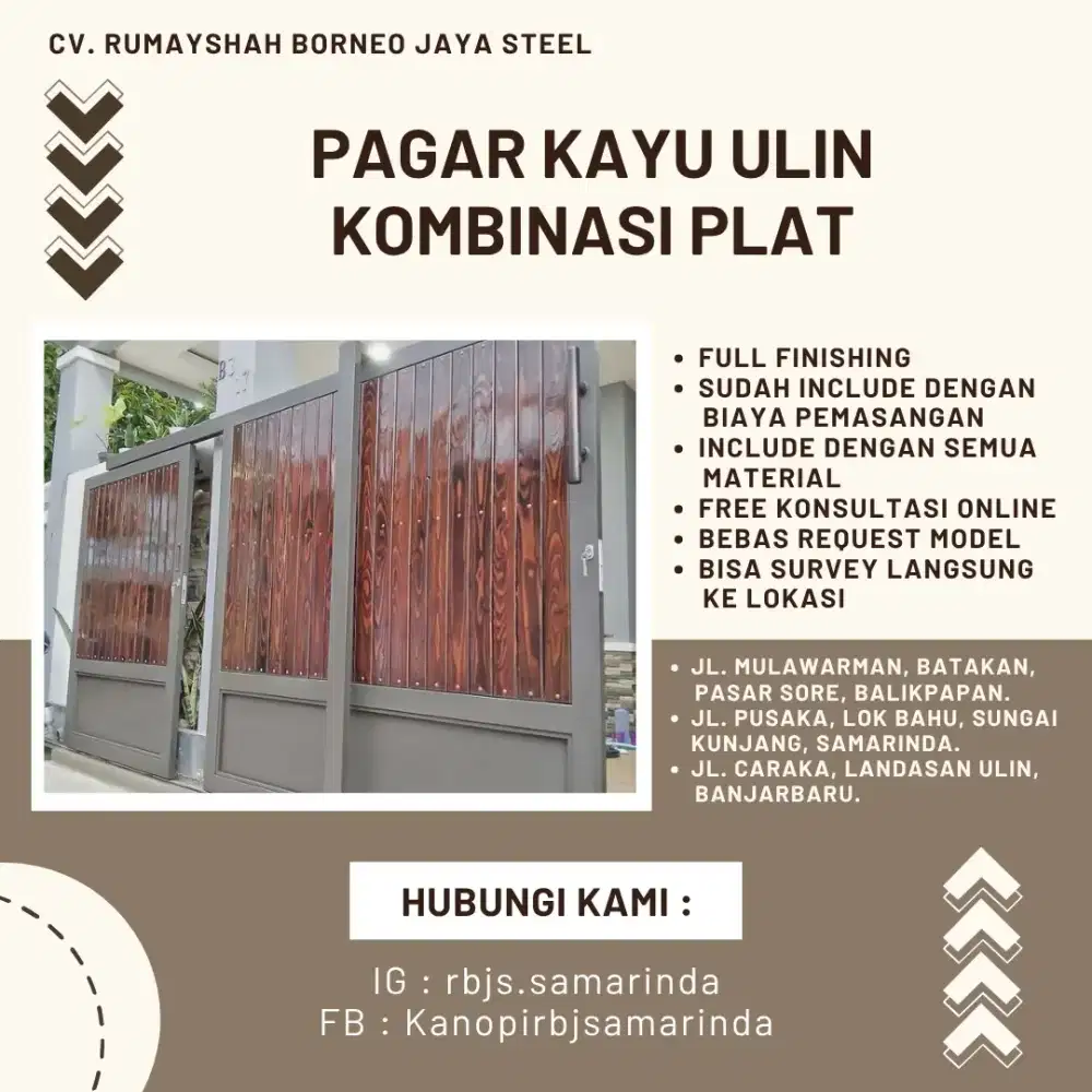 Perpaduan Pagar Kayu Ulin Elegan Dan Plat Besi Anti Karat