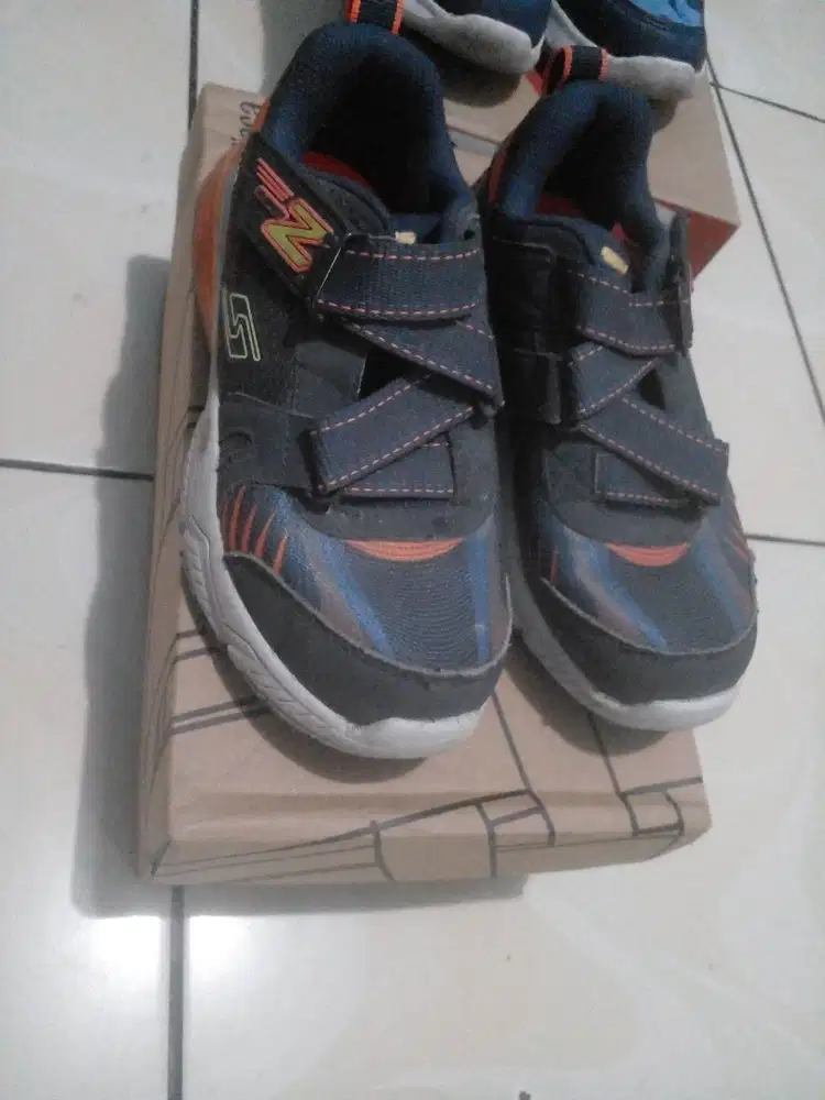 Sepatu New Balance Kids 403729L Navy Orange Velcro Size 29 (18.5 cm)