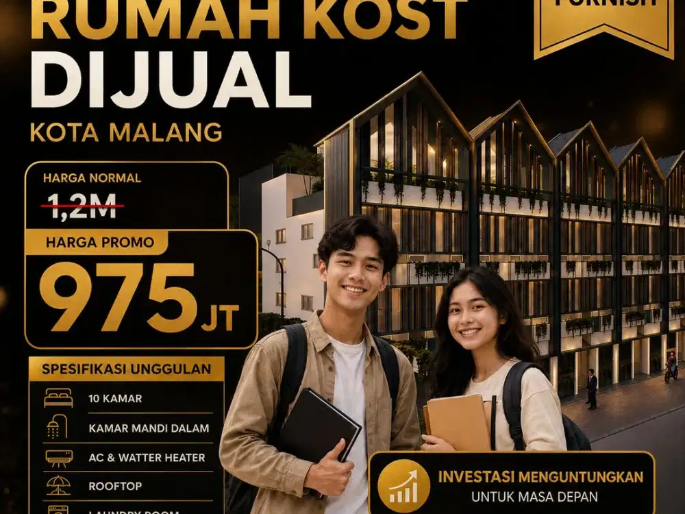 Rumah kos siap untuk pasive income dekat kampus Brawijaya kota malang