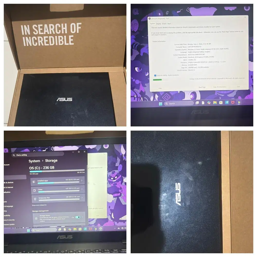 LAPTOP ASUS VIVOBOOK E410KA 8/256