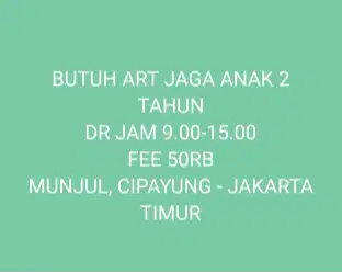 Butuh ART jaga anak