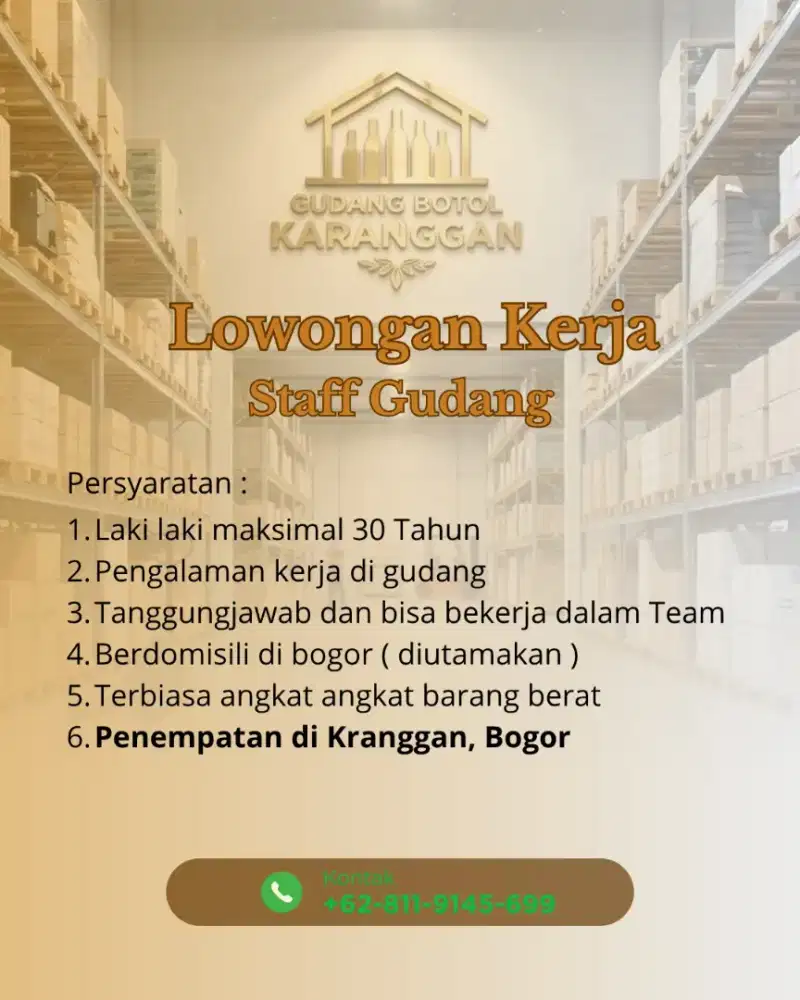 Lowongan bagian gudang