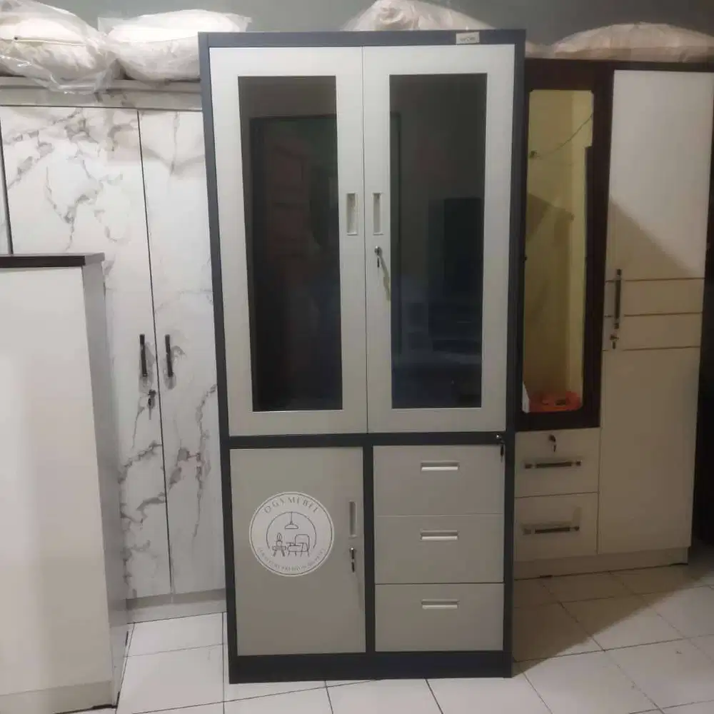 PROMO LEMARI ARSIP BESI 2 PINTU DENGAN RAK SALE GRATIS ANTAR