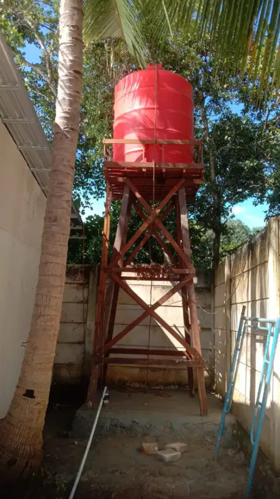 Tower tandon menara ulin tiang 10/10 tinggi 4 mtr kapasitas 3000 ltr
