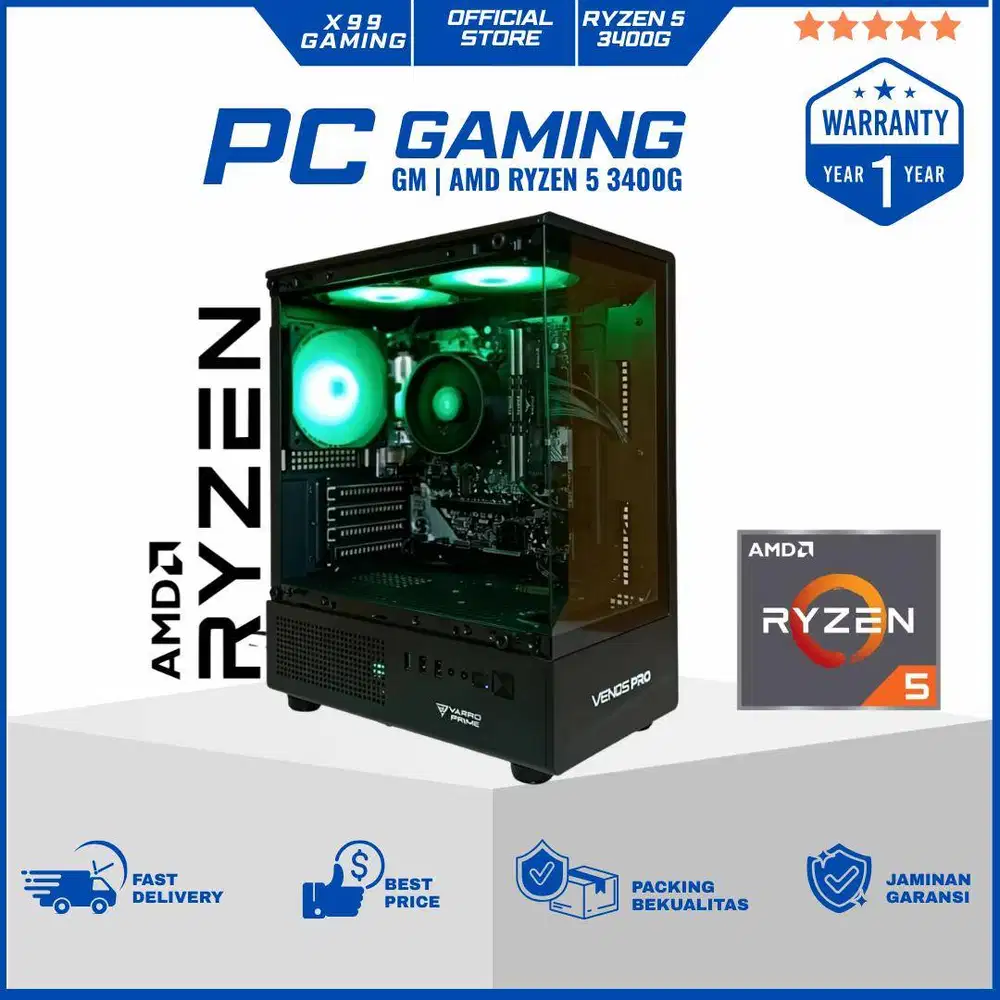 Pc Gaming ryzen 5 3400G Ram 8GB ssd 128GB hdd 500GB Include Game