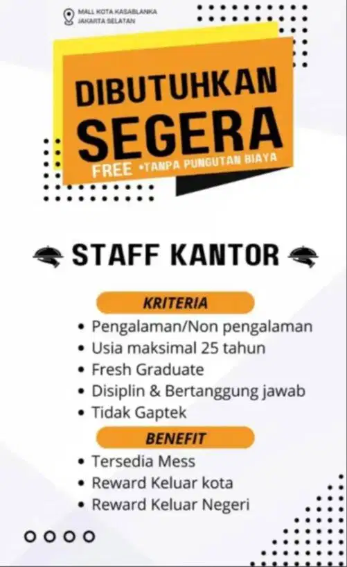 Lowongan Staf Office Mall Kokas