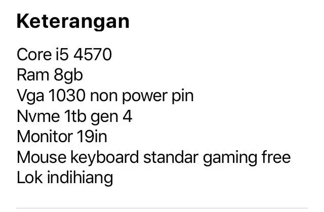 Pc standar gaming i5