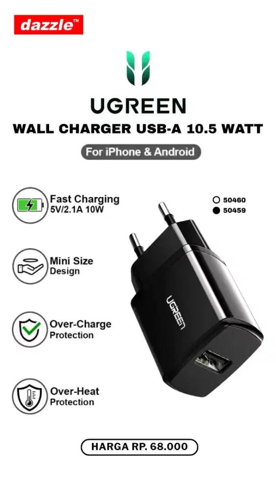 UGREEN WALL CHARGER USB-A 10.5 WATT