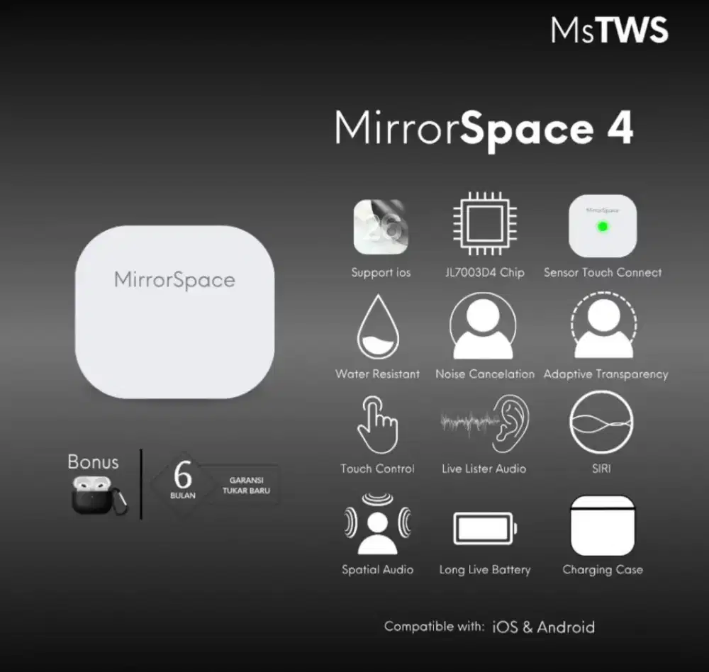 MsTWS - Mirror Space 4, Wireless Charging case