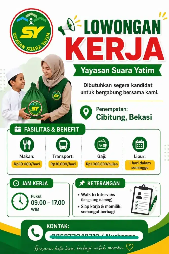 Lowongan kerja Admin Yayasan