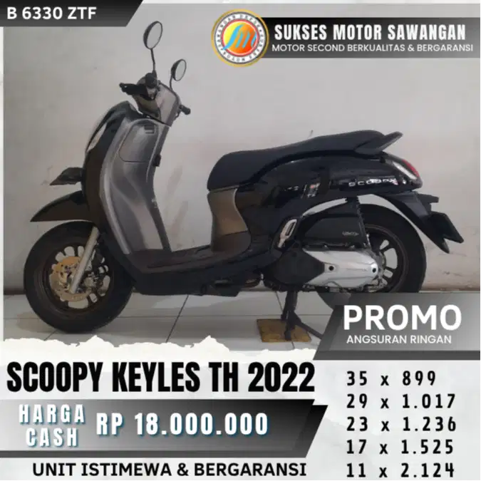 HONDA NEW SCOOPY KEYLES TH 2022 UNIT MULUS BISA CASH KREDIT BERGARANSI
