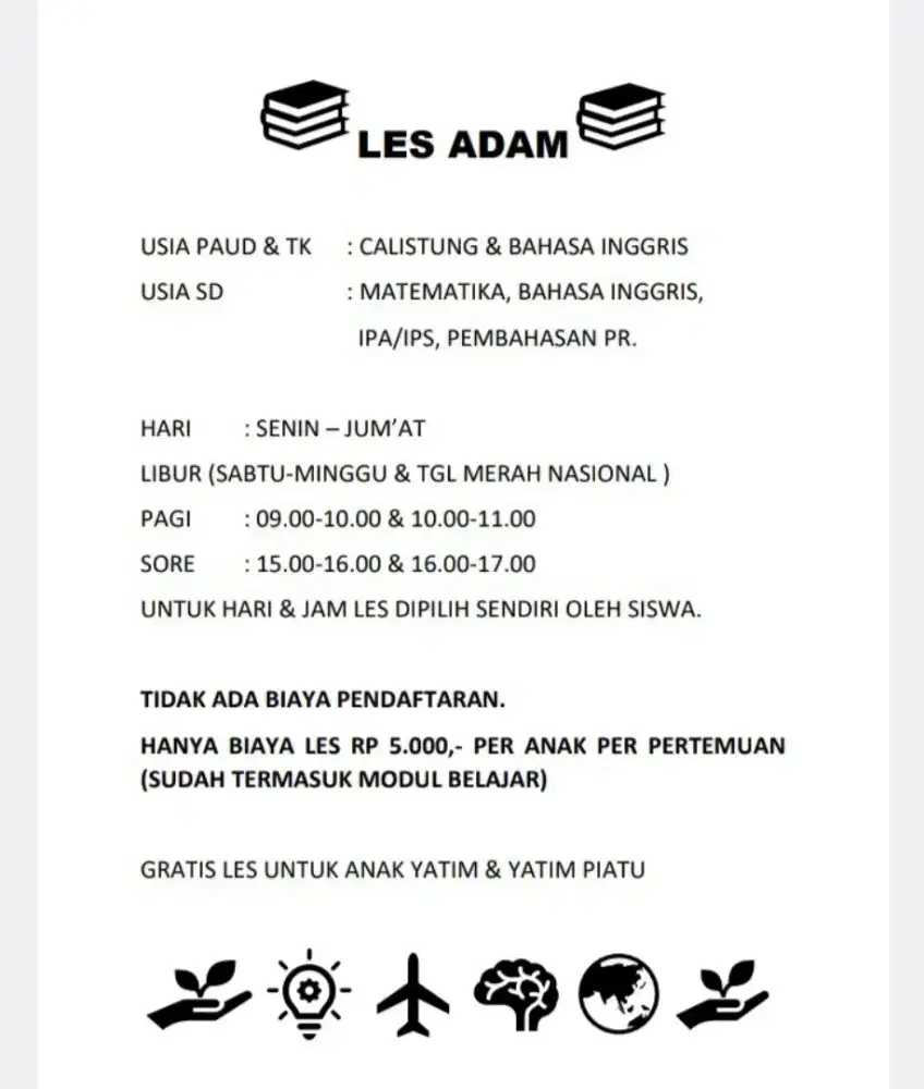 LES BIMBA CALISTUNG & BAHASA INGGRIS DASAR