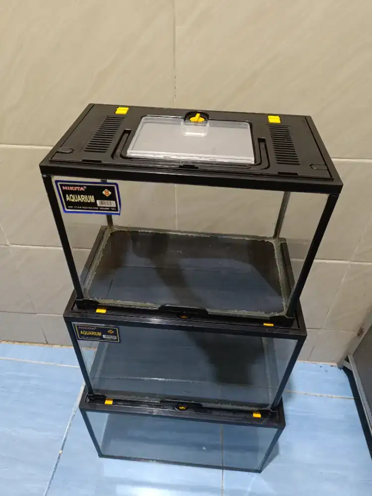 Aquarium nikita + tutup ukuran S,M,L borongan barter tuker tambah