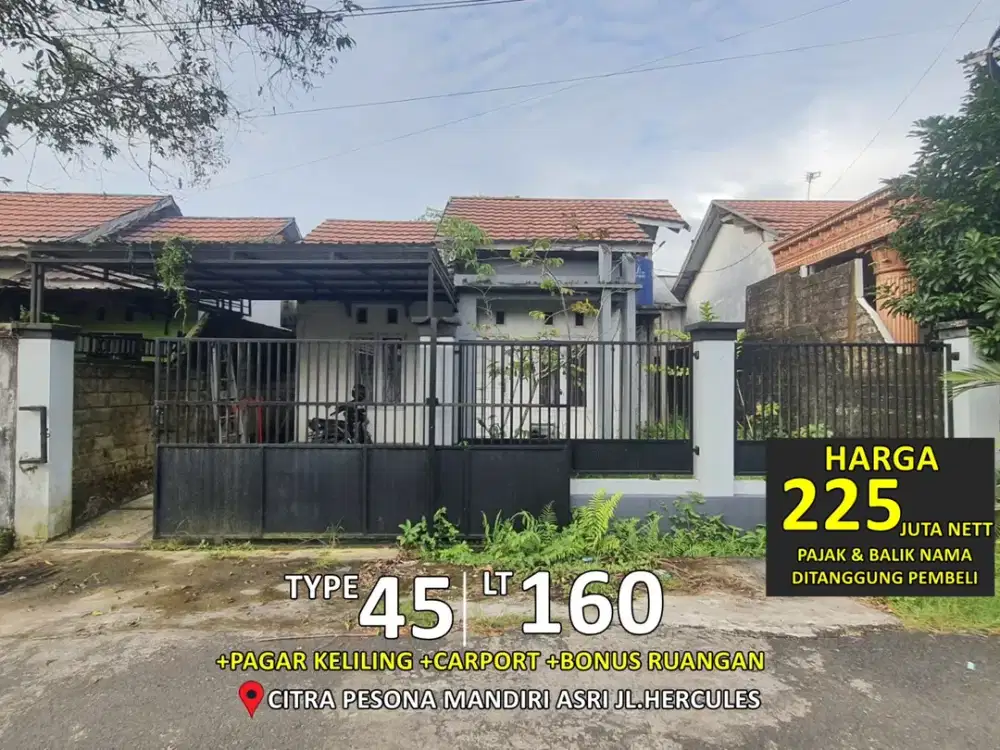 rumah type 45/160m2 di citra pesona asri mandiri jl.kawamara ulin