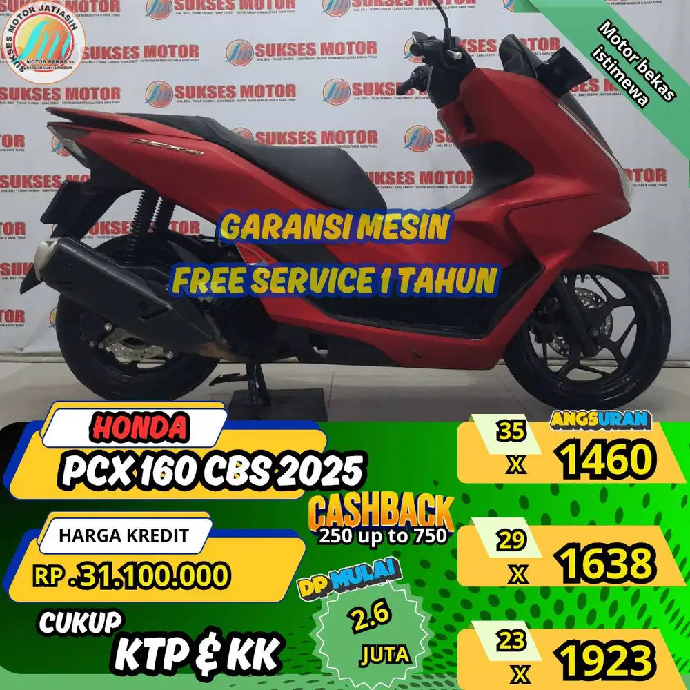HONDA PCX 160 CBS 2025 DP&ANGSURAN TERMURAHSYRT KTP&KK(SUKSESMOTOR)