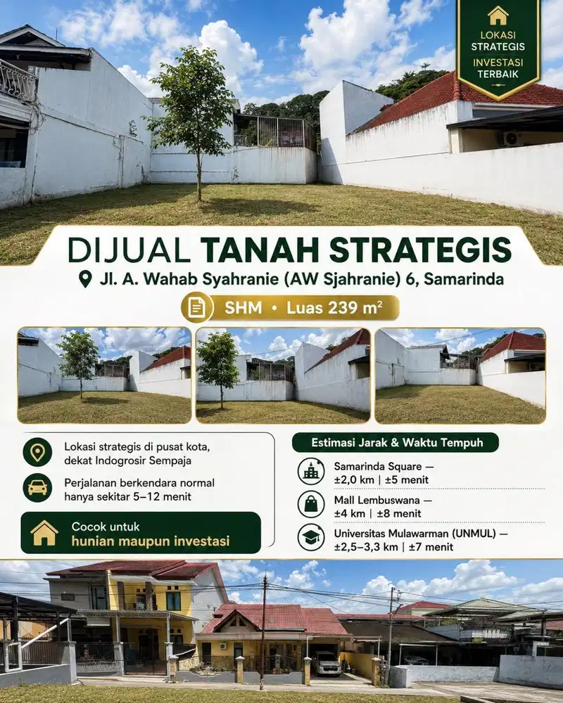 Dijual Tanah SHM 239 m2