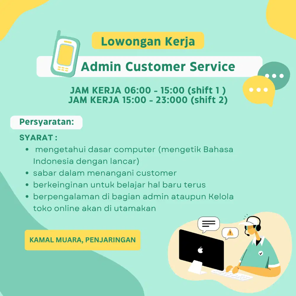 LOWONGAN KERJA TIM CS ONLINESHOP