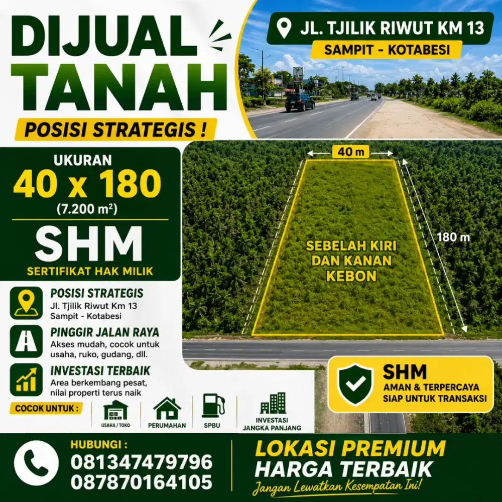 Dijual tanah Sampit kotabesi