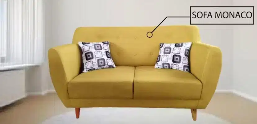 Sofa 2 seater Kuning include 2 pillow