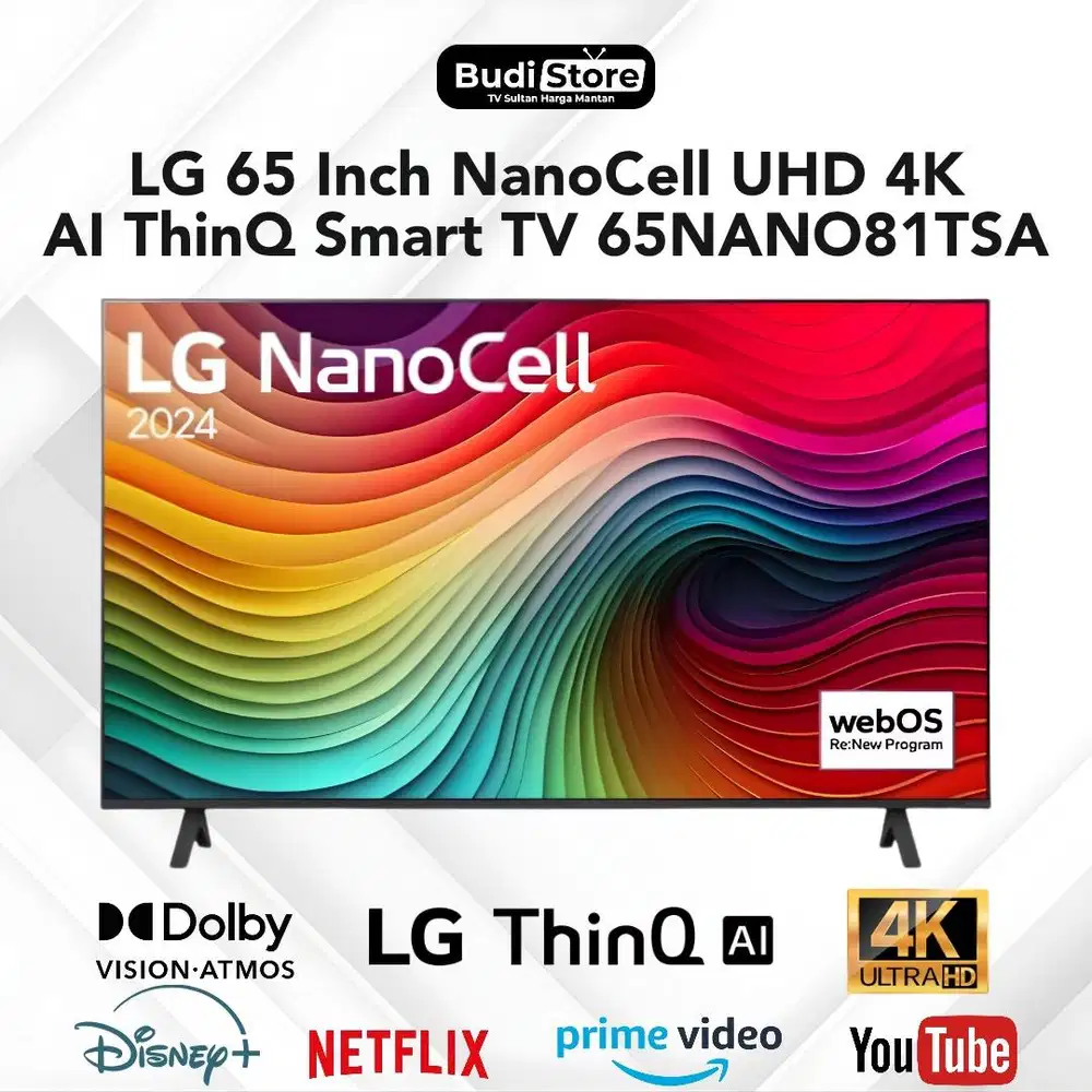 LG 65 Inch NanoCell UHD 4K AI ThinQ Smart TV 65NANO81TSA