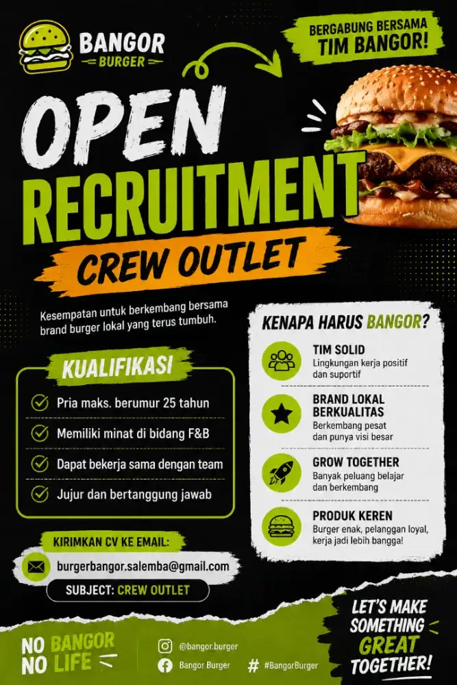 Lowongan : Kru Outlet burger